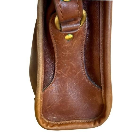 Vintage 90s Brahmin Fairhaven Smooth Two‑Tone Brown Leather Shoulder Bag Purse - Picture 6 of 6